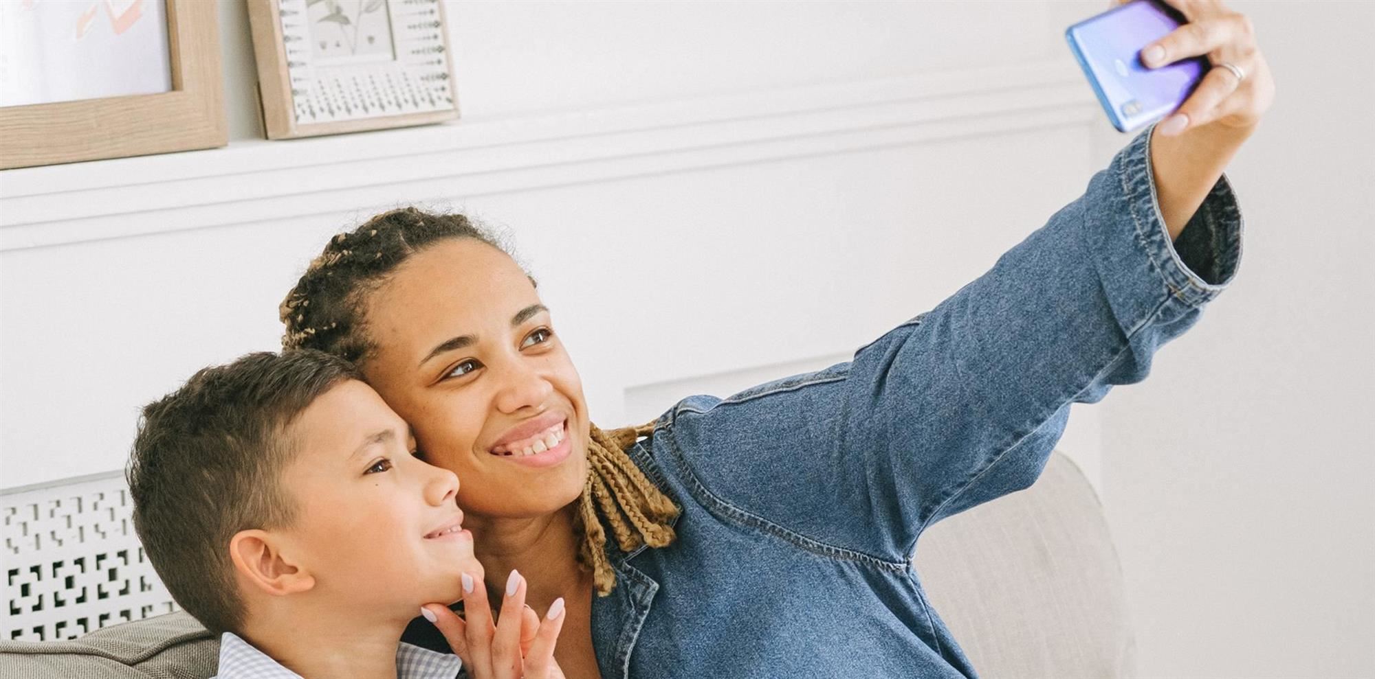 Mom and son taking a selfie