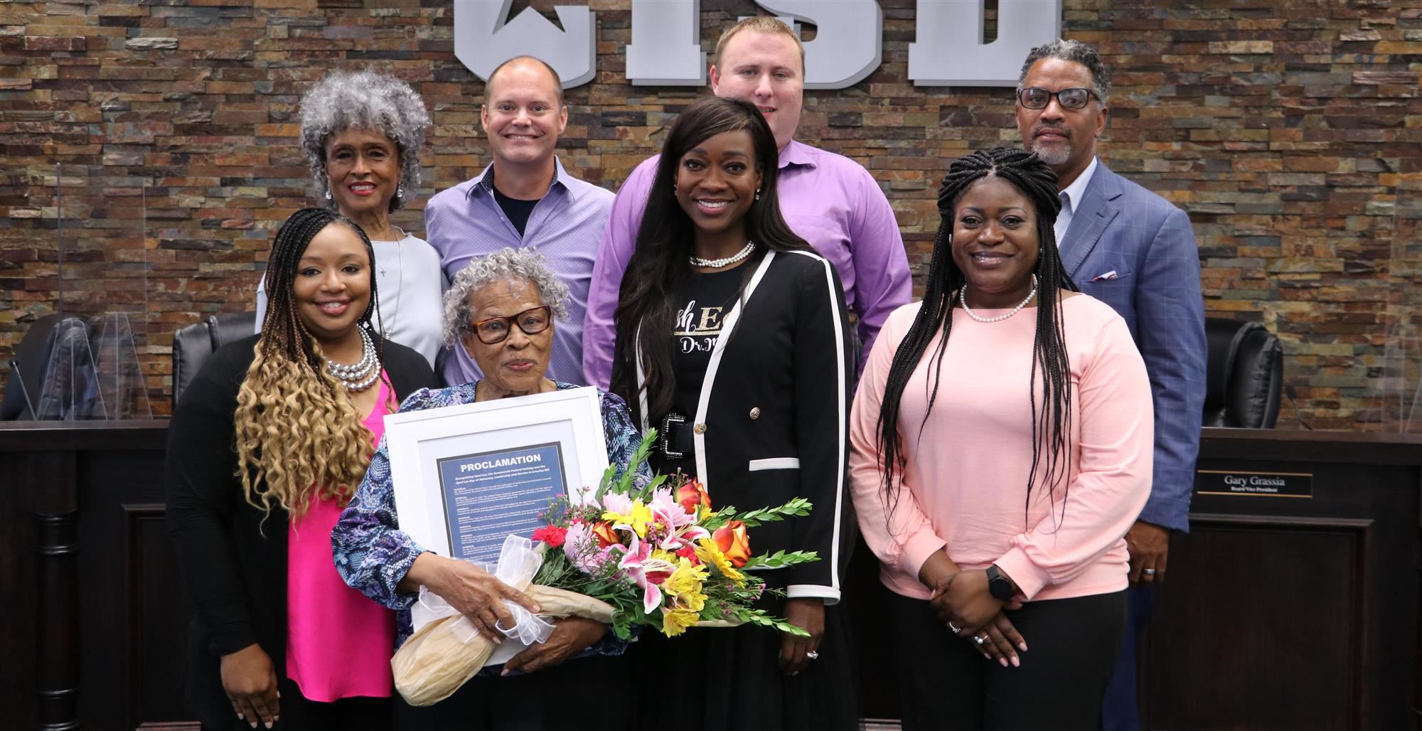 Opal Lee with Crowley ISD School Board