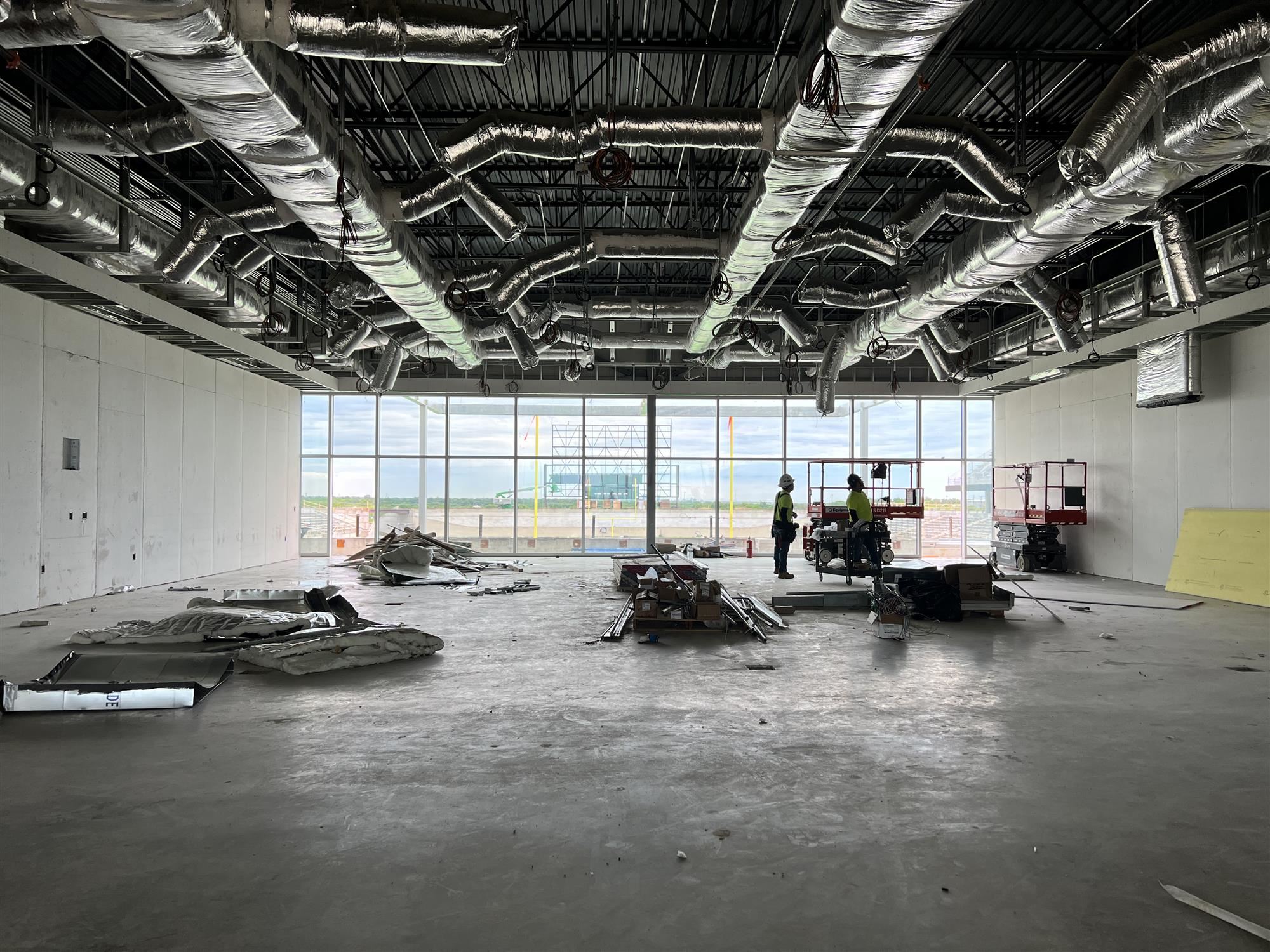 Inside Room Overlooking Stadium Construction