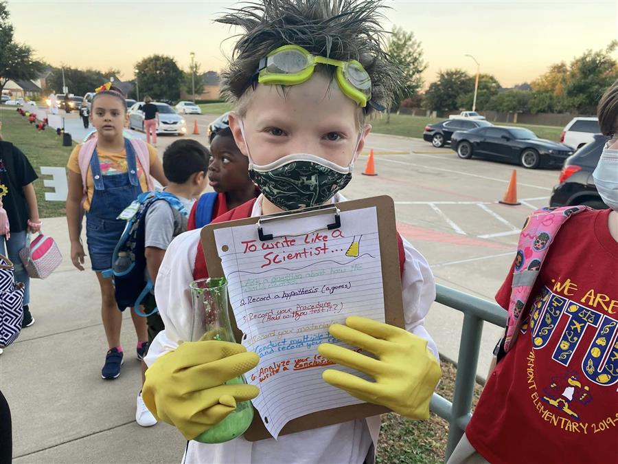 Student with science clipboard 